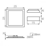 KATRO V2LED 18W 4000K Süllyeszthető LED panel ezüst 28942 (Kanlux)