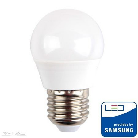 4,5W LED izzó Samsung chip E27 G45 3000K A++ 5 év garancia - PRO261 (V-TAC)