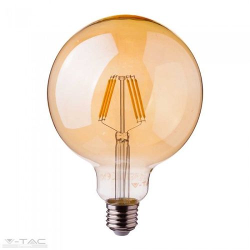 Retro LED izzó Samsung Chip 6W E27 G125 Filament szabadalmi borostyán burkolat 2200K (V-TAC)