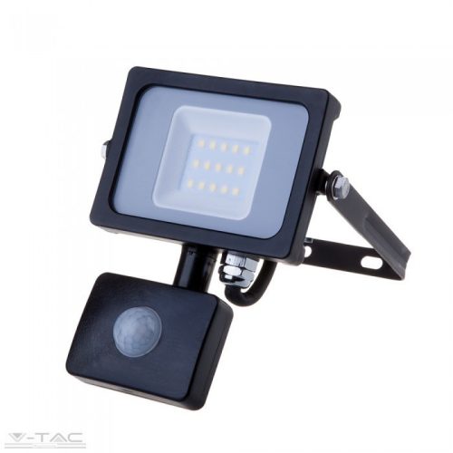 10W Mozgásérzékelős LED reflektor fekete IP65 3000K - PRO436 (V-TAC)