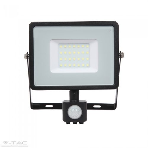 30W Mozgásérzékelős LED reflektor fekete IP65 4000K - PRO461 (V-TAC)