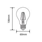 LED Filament Dimmelhető izzó E27 A60 4W 400lm meleg fehér 1899 (Optonica)