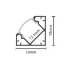 LED profil 45°-os szögben fekete 2m SZETT fekete borítással 5101 (Optonica)