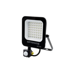   LED SMD reflektor 30 W ,fekete ház mozgásérzékelővel , hideg fehér 5766 (Optonica)